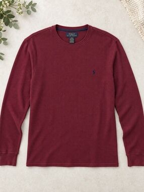 Polo Ralph Lauren Burgundy Long Sleeve Thermal Shirt Large Classic